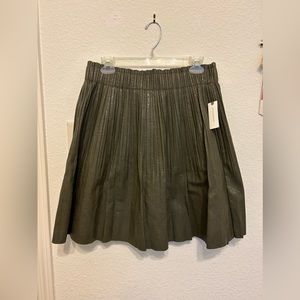 Hunter green leather skirt from Anthropologie